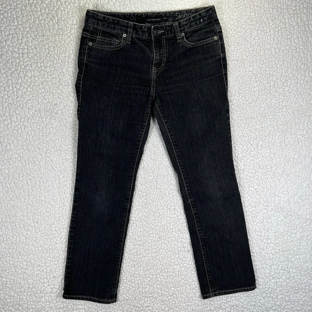 Calvin Klein Jeans‎ Women's Size 4P (Actual 30x25) Black Skinny Mid Rise